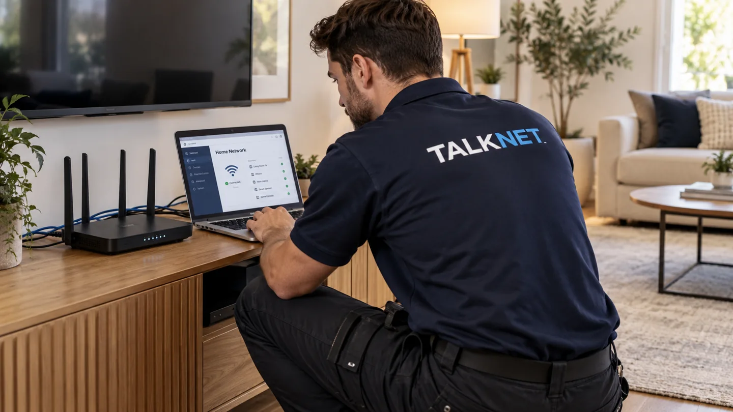 Technik Talknet konfiguruje domowy router